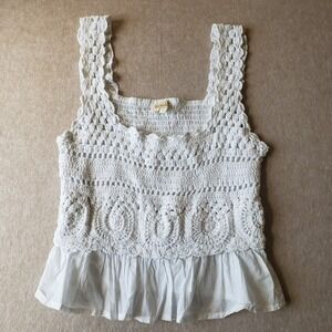 Granny Square‎ Knit Tank Top Sz S Crochet Boho Hippie Cottagecore Festival